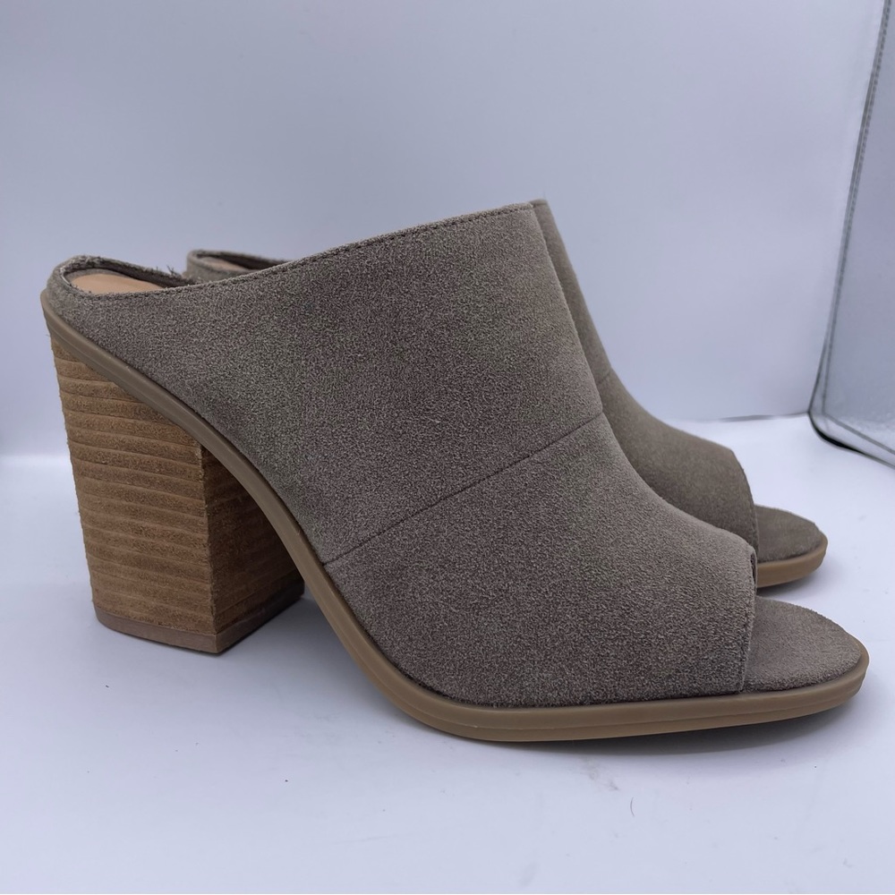 Call It Spring suede peep toe mules stack heeled women’s Size 7.5 Galerassi - Picture 3 of 11